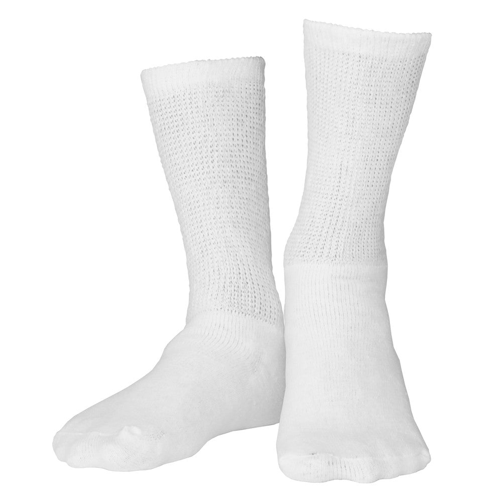 Loose Fit Diabetic Socks, Crew Length, White (Truform 1918)