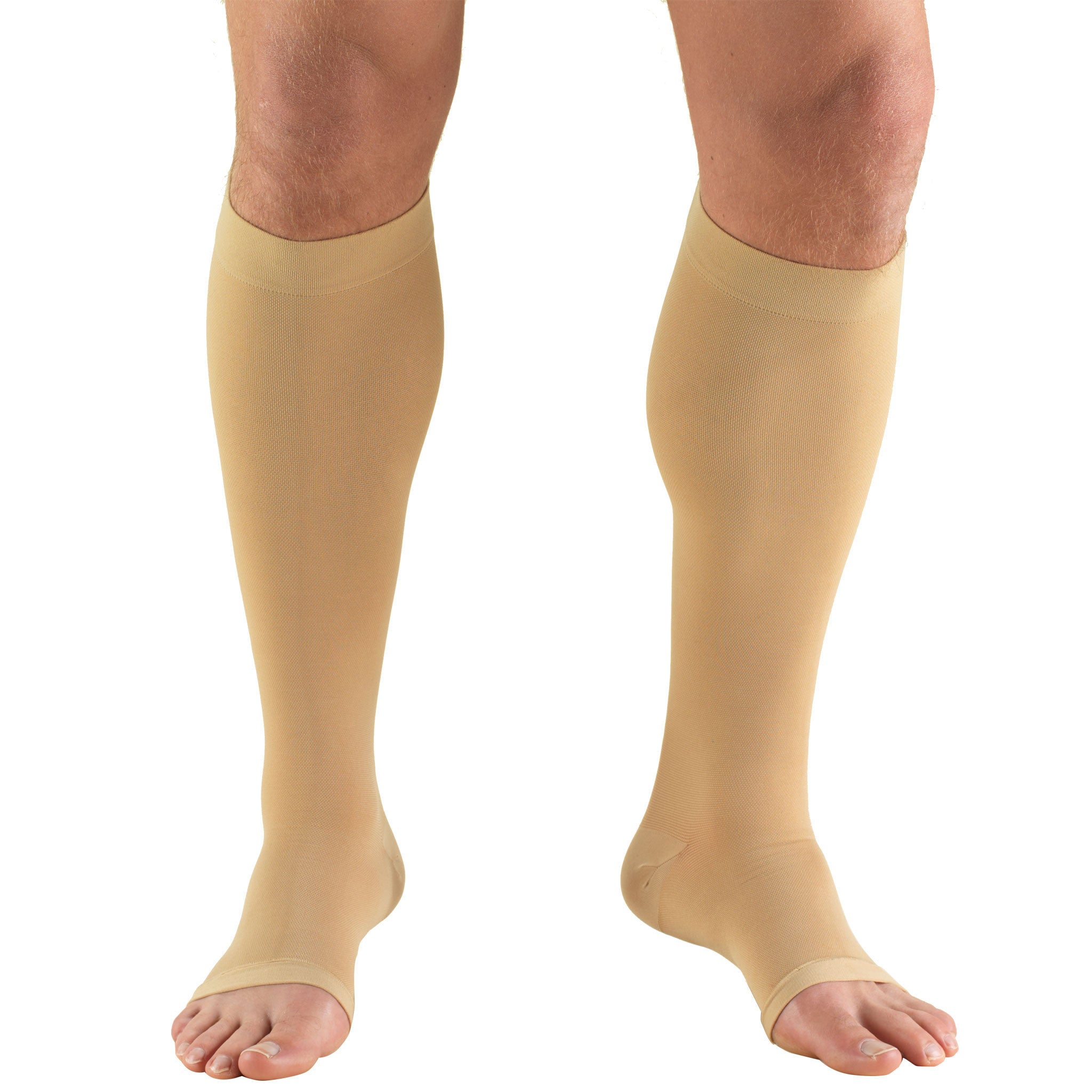 Truform 0865 Stockings 20-30 Below Knee Open Toe Beige