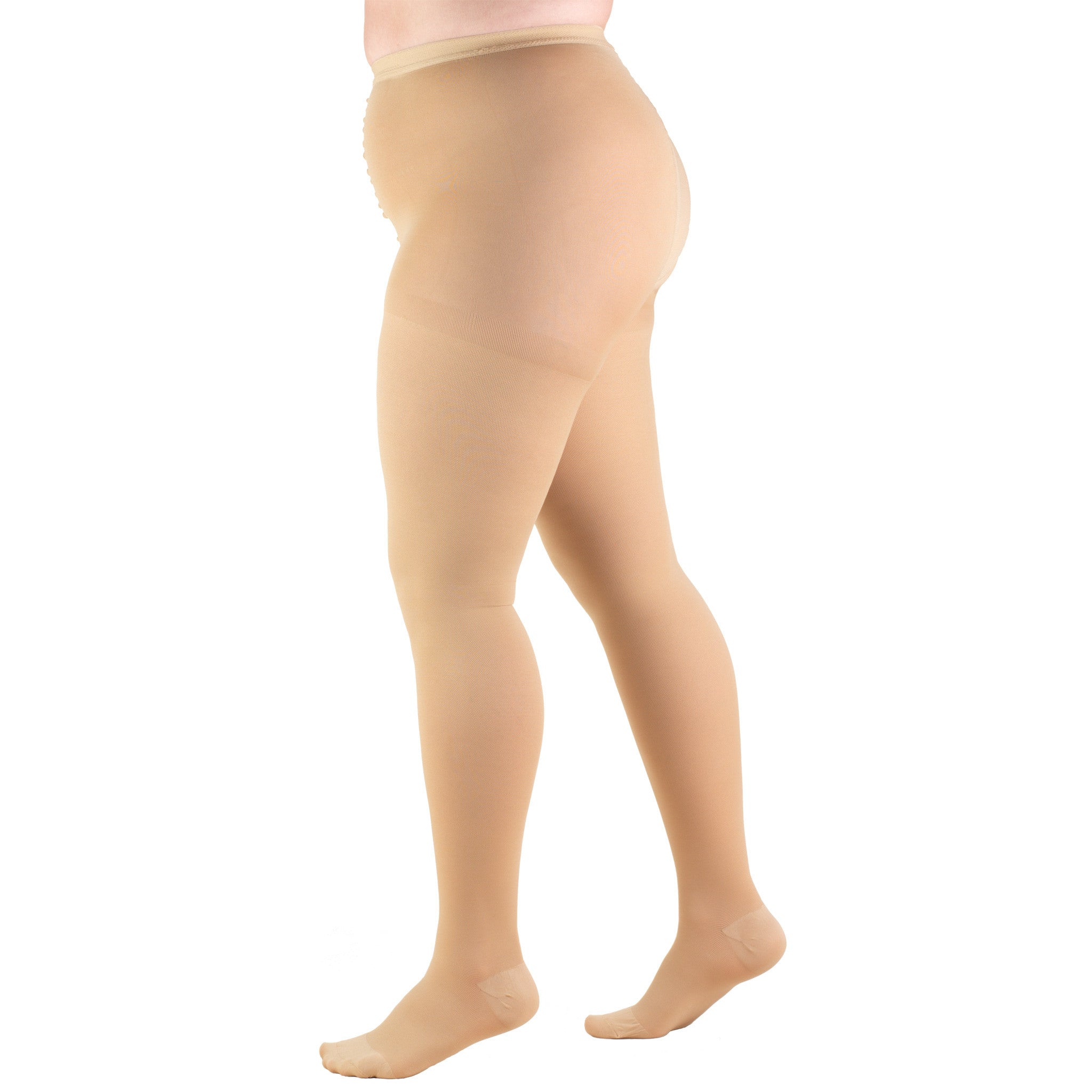 Made in USA - Womens Compression Tights 20-30mmHg for Travel - Beige,  X-Large 