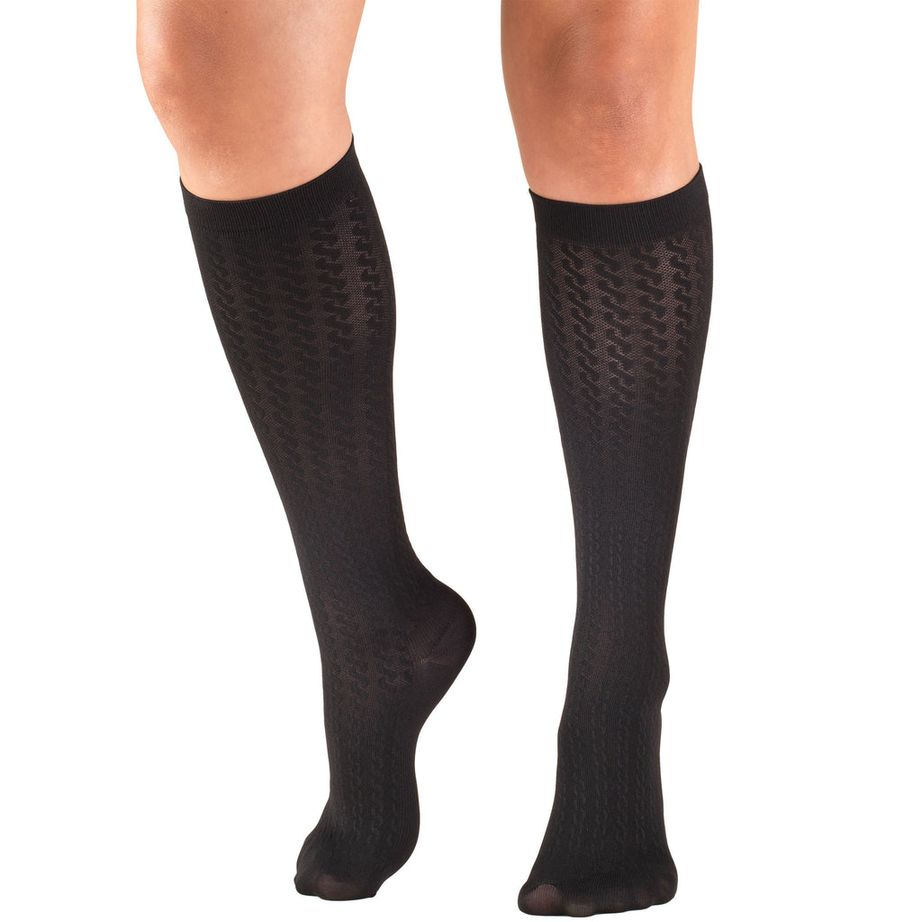 Truform Firm Strength Compression Socks, Knee High, Closed Toe, Black,  Medium