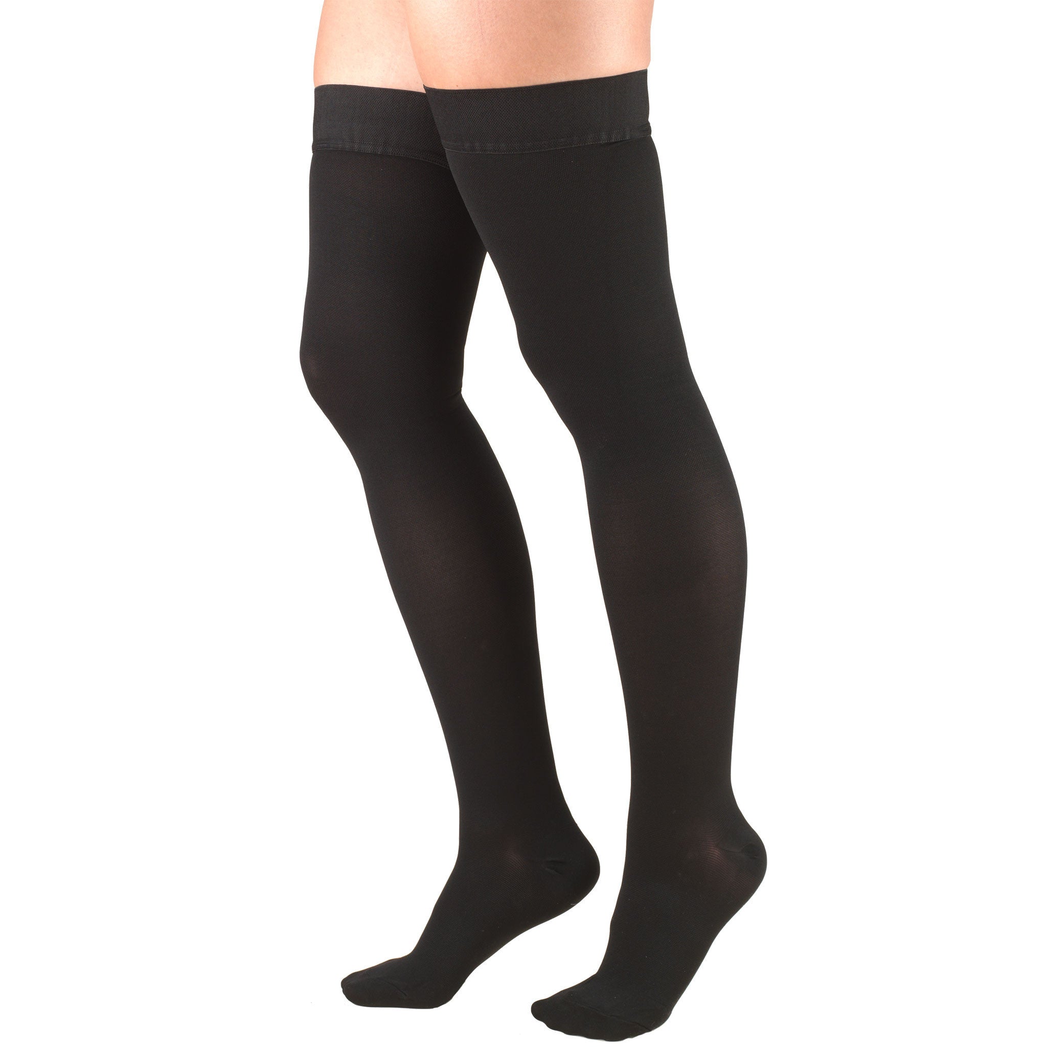 Thigh High Compression Stockings w/ Stay-Up Top, 30-40 mmHg, Black (Truform  8848)